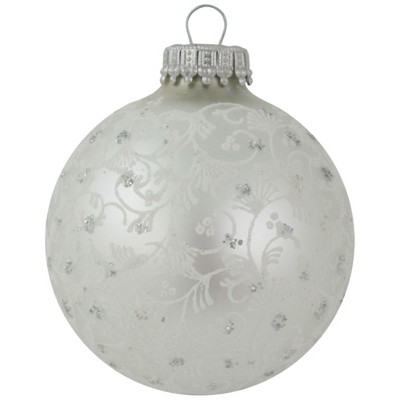 Christmas by Krebs 4ct Silver and White Lace Matte Christmas Ball Ornaments 2.5" (67mm)