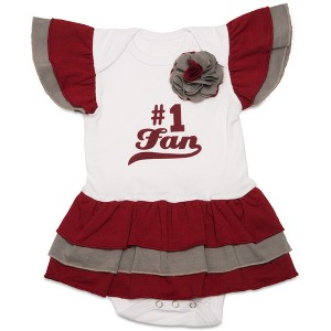 Pavilion Gift Company - Crimson & Gray - #1 Fan Onesie Dress 0-6 Months - Leotards and Bodysuits - 1 of 4