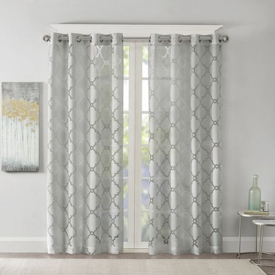 Stylish Eden Fretwork Curtain Panel, All Season Grommet Top Lightweight Sheer Fabric fits Various Rooms Decor Styles