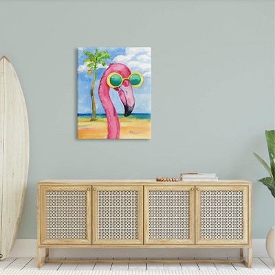 Large Pink Flamingo Tropical Canvas Wall Art