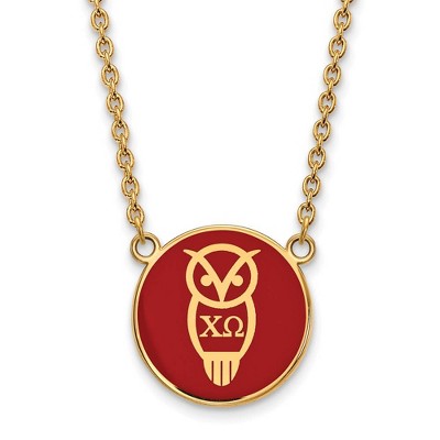 Black Bow Jewelry 14k Yellow Gold Plated Sterling Silver Chi Omega Greek Life Necklace 18 Inch