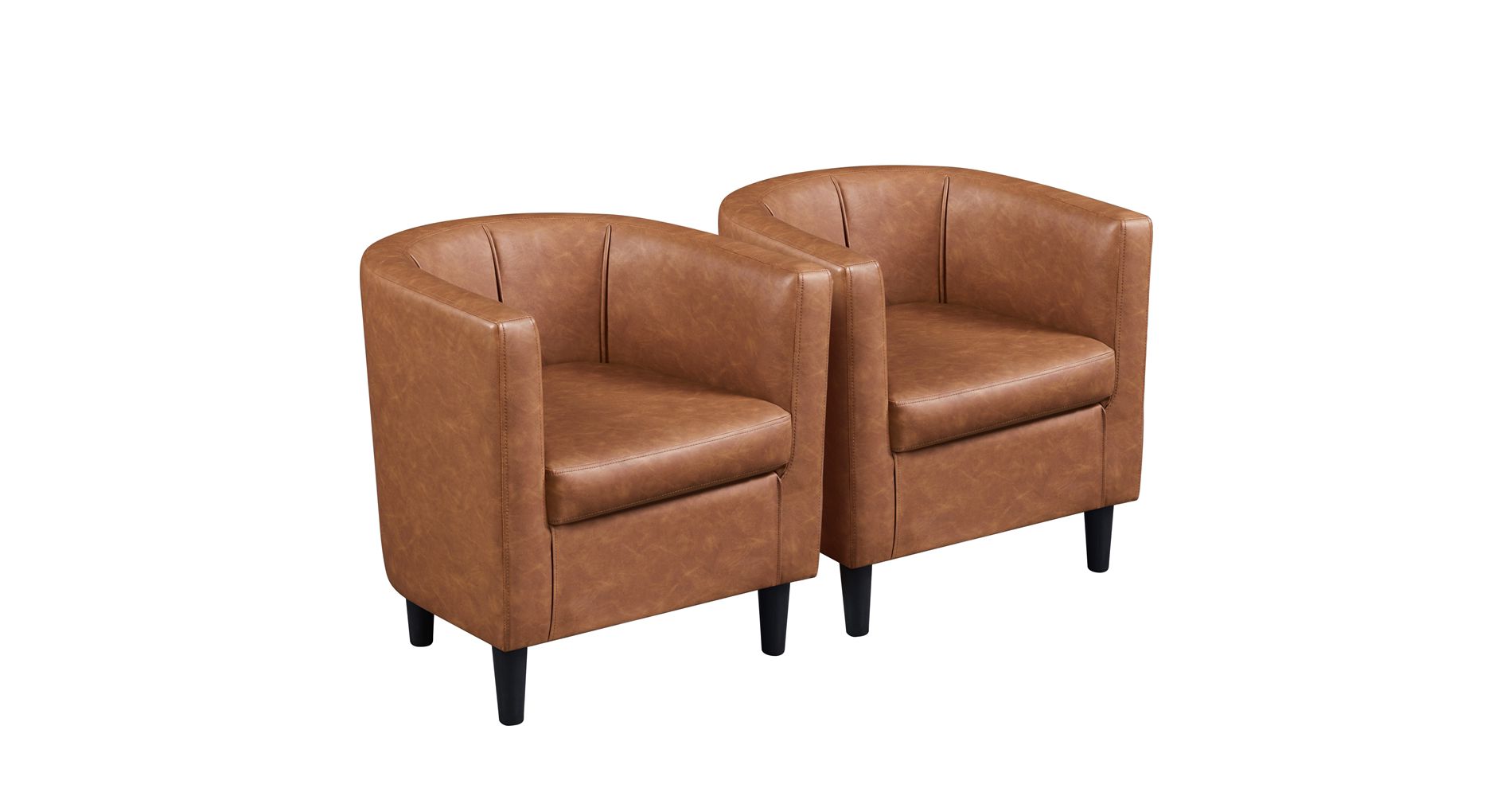 Yaheetech Set of 2 Barrel Shaped Arm Chairs For Living Room Bedroom Reception Room