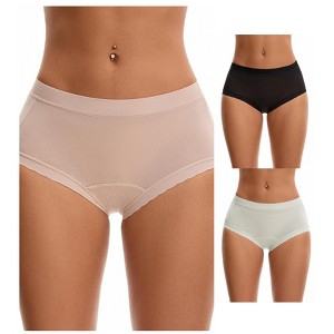 INSPIRE CHIC Women's High Rise Modal Full Coverage Soft Briefs Underwear 3 Packs - 1 of 4