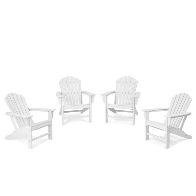 4pk Plastic Resin Adirondack Chairs - White - EDYO LIVING