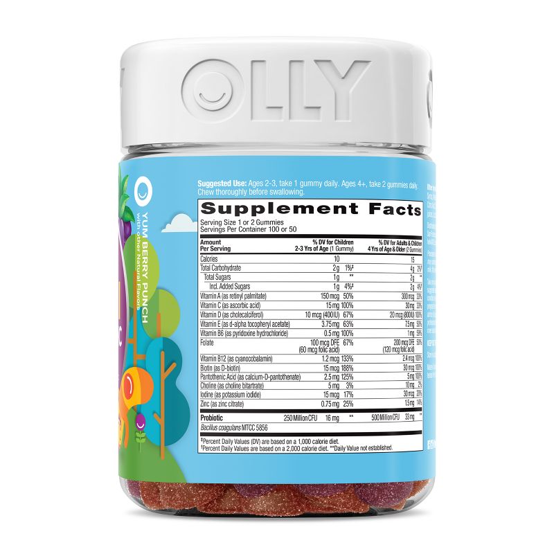 OLLY Kids' Multivitamin + Probiotic Gummies - Berry Punch, 4 of 15