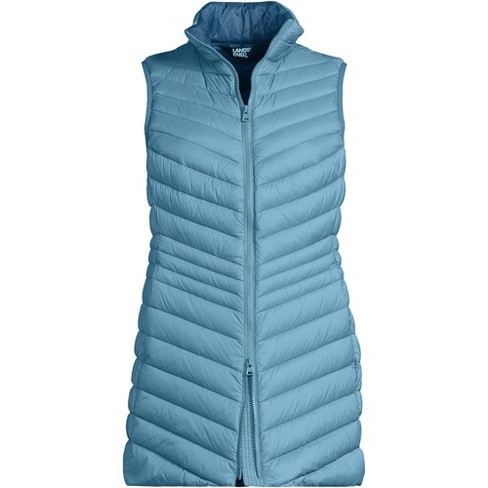 Lands' End Women's Wanderweight Ultralight Packable Long Down Vest - X  Large - Muted Blue