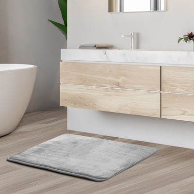 Ultra Soft Light Gray Velvet Memory Foam Bath Rug with Non-Slip Backing