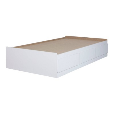 Twin Fusion Mates Bed with 3 Drawers   Pure White  - South Shore