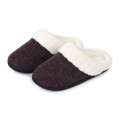 Fuzzy House Slippers with Arch Support Orthotic Sole Open Toe Bedroom Adjustable Velcro Slippers for Women