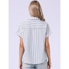 INSPIRE CHIC Women's Turndown Collar Striped Work Button Down Short Sleeve Business Causal Skirt - 3 of 4