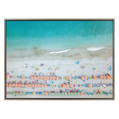 Monterosso Beach Aerial View Framed Canvas Wall Art