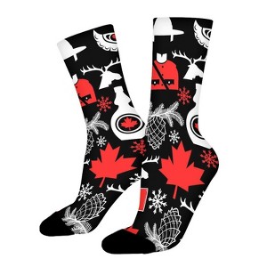 Canada Pattern Women Printed Crew Socks Funny Funky Socks Soft Polyester Novelty Gifts for Artists Men - 1 of 1