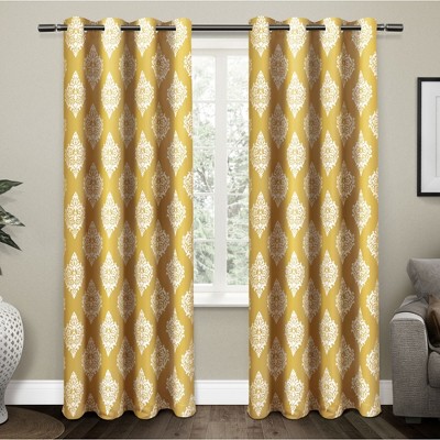EXCLUSIVE HOME Medallion Room Darkening Blackout Grommet Top Curtain Panel Pair