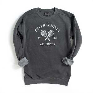 Simply Sage Market Women's  Garment Dyed Graphic Sweatshirt Embroidered Beverly Hills Tennis Raquet - 1 of 3