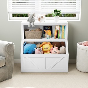 Children's Bookshelf and Toy Organizer, 32 Inch Wooden Bookcase, Anti-Tip and Waterproof, Suitable for Nursery, Playroom, Bedroom, Classroom - 1 of 4