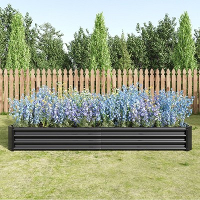 Raised Garden Bed Kit, 7.6x3.7x0.98ft Outdoor Planter Box For Vegetables, Flowers, Herbs, Fruits, Rust-proof Metal Raised Bed