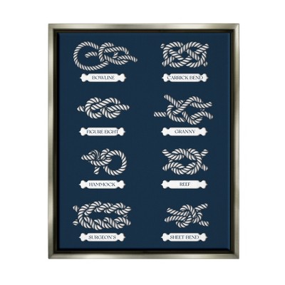 Stupell Industries Boating Knots Nautical Diagram Framed Floater Canvas Wall Art