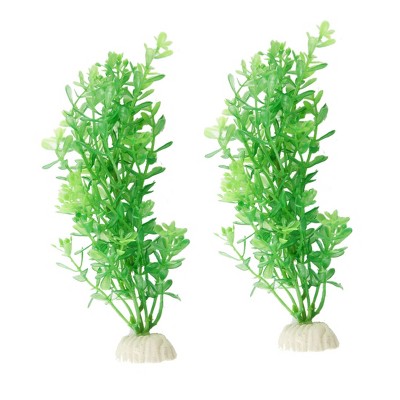 Unique Bargains Artificial Plastic Grass Water Plants for Aquarium Green 2 Pcs