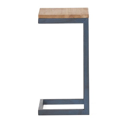 Ramona Antique Firwood and Iron C-Shaped Accent Table, Medium