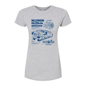 Women's - Star Wars - Millennium Falcon Schematic Fitted Graphic T-Shirt - 1 of 2