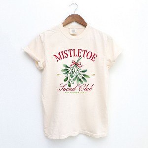 Simply Sage Market Women's Mistletoe Social Club Short Sleeve Garment Dyed Tee - 1 of 4