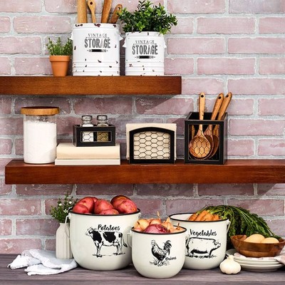 Black Square MDF and Metal Rustic Farmhouse Utensil Holder