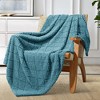 Aoibox Soft Fluffy Jacquard Waffle Throw Blanket for Couch & Bed, Lightweight & Warm Fleece Blanket for All Seasons, Slate Blue - 2 of 4