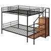 Twin Over Full Metal Bunk Bed with Wire Shelving,  Lateral Storage Ladder and Wardrobe - ModernLuxe - 4 of 4