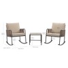 3-Piece Steel Frame Rocking Chair Set Beige – Teamson Home: Rope Accents & Cushions - 3 of 4