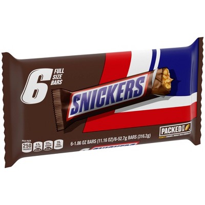 Snickers Full Size Chocolate Candy Bars - 1.86oz/6ct