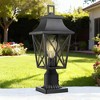 Outdoor Post Light 2-Pack, Black Lamp Post Lantern with Clear Glass, Pier Mount Base, Hardwired Waterproof Light for Garden, Patio, Pathway - 4 of 4
