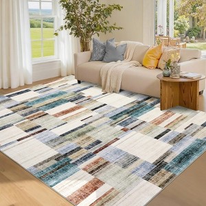 Geometric Rug Modern Washable Living Room Rug Soft Non Slip Low Pile Farmhouse Area Rugs - 1 of 4