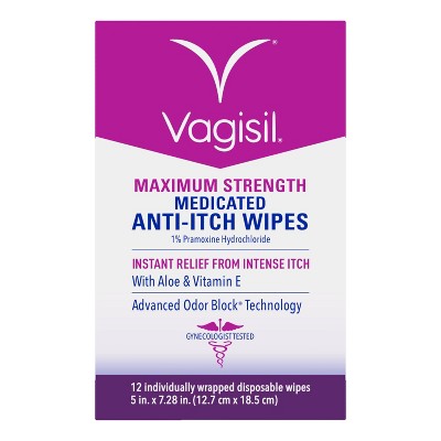 Vagisil Maximum Strength Anti-Itch Medicated Feminine Intimate Wipes - 12ct