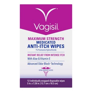 Vagisil Maximum Strength Anti-Itch Medicated Feminine Intimate Wipes - 12ct - 1 of 4