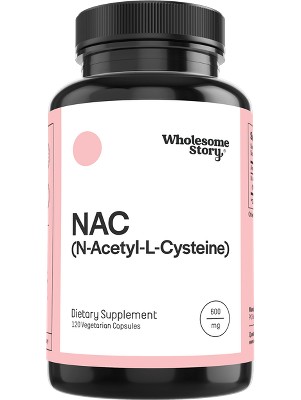 Wholesome Story NAC N-Acetyl-L-Cysteine 600 mg, Support for Liver, Lung &amp; Fertility, 120ct