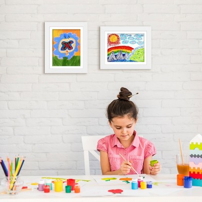 Americanflat 10x12.5 Kids Artwork Picture Frame in White- Displays 8.5x11 With Mat and 10x12.5 Without Mat -  2 Pack