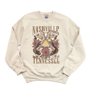 Simply Sage Market Women's Graphic Sweatshirt Nashville Retro Flowers - 1 of 2