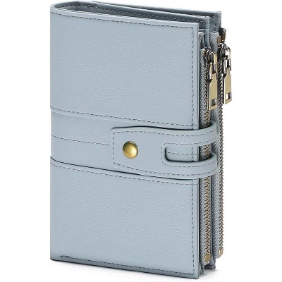 Acoinel Leather Double Zipper Snap Closure Wallet