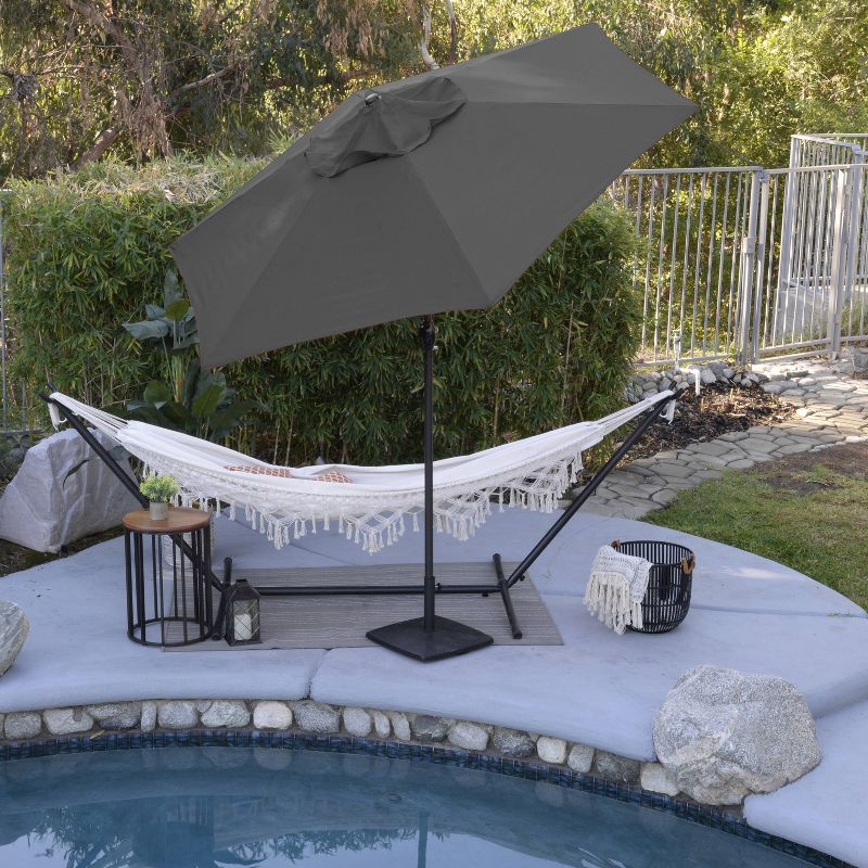 9&#39; x 9&#39; Steel Market Polyester Patio Umbrella with Crank Lift and Push-Button Tilt Taupe - Astella, 4 of 7