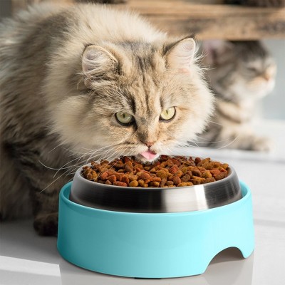 Aruba Blue Elevated Cat Feeder with Non-Slip Base