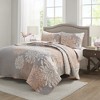 3Pcs Enya Comforter Set-Modern Floral Design All Season Down Alternative Bedding, Matching Shams - 3 of 4