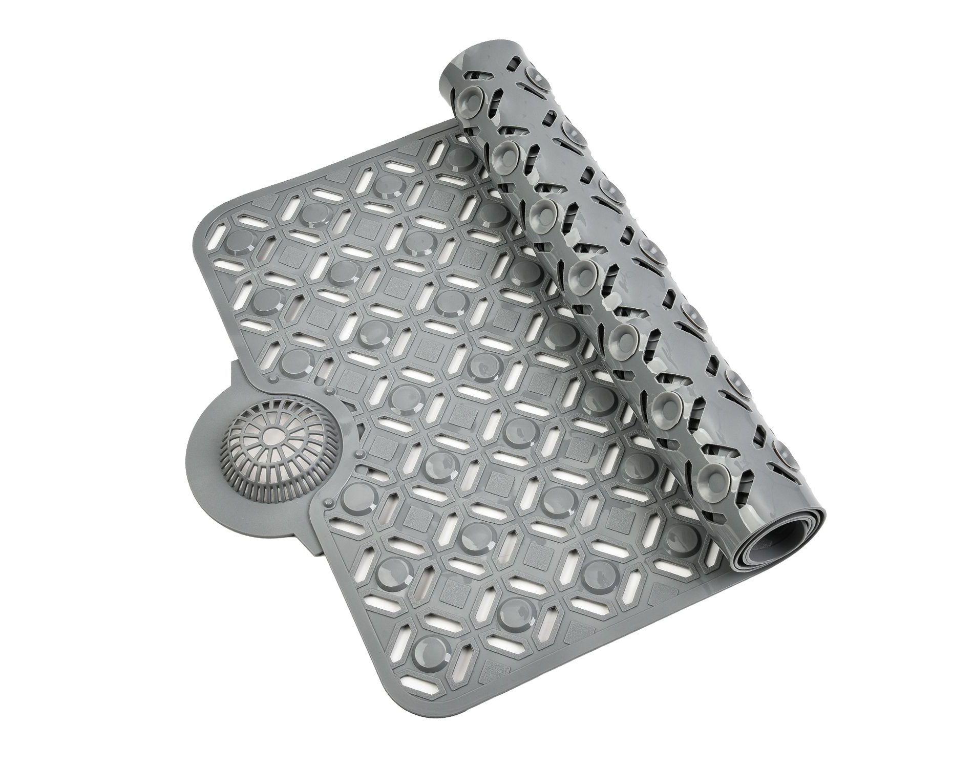 Cameo Non-Slip Bathtub mat, w/Removable Hair Catcher, 35" x 15",  Shower Mat with Suction Cups and Water Drain Holes, BPA, LaTeX, Phthalate Free