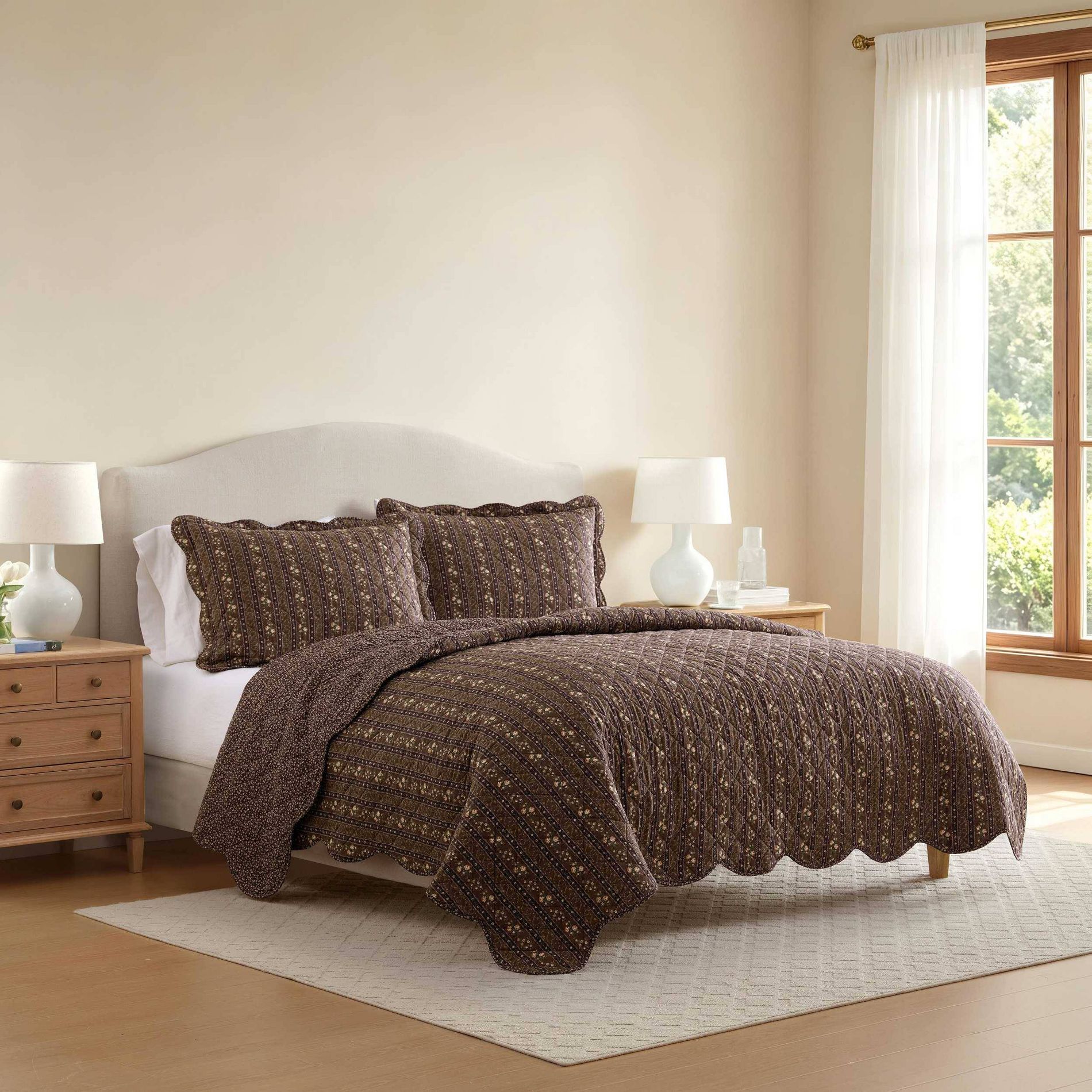 Martha Stewart Full/Queen Raimonda Quilt Set Brown