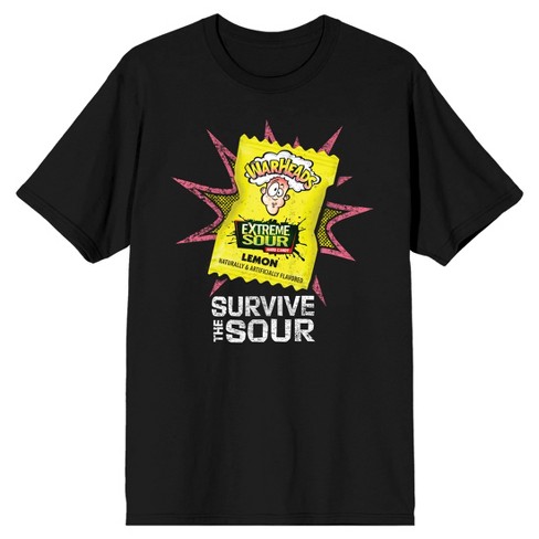 Warheads Extreme Sour Lemon Candy Wrap Men's Black T-shirt : Target