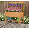 Okak Elevated Raised Garden Bed with Solid Wood Frame, Outdoor Planter with Bottom Shelf, Planter Box for Backyard and Garden, Brown - 2 of 4