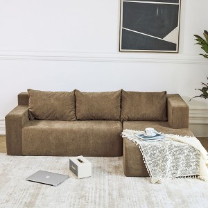 LOVMOR Modular Sectional Sofa, Modern 3-Seater Couch with Extra Deep Seat and Wide Arms, Comfy Upholstered Furniture for Living Room, Bedroom, Office - 1 of 4