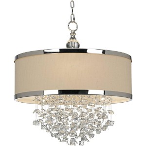 Uttermost Silver Pendant Chandelier 22" Wide Modern Clear Crystal Silken Drum Shade 3-Light Fixture for Dining Room House Foyer - 1 of 4