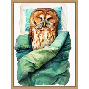 Amanti Art Animal Watercolor Art Bird Sleeping Owl by Justyna Jaszke Framed Canvas Wall Art - 1 of 4