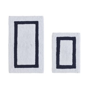 Hotel 2 PC Bath Rug 100% Premium Cotton Tufted Weave Two Tone Reversible Bathroom Rug, Super Soft Absorbent, Machine Washable Bath Mat - 1 of 4