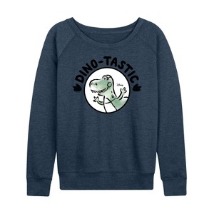 Women's - Disney - Dinotastic Lightweight French Terry Wide Neck Long Sleeve Graphic Shirt - 1 of 4